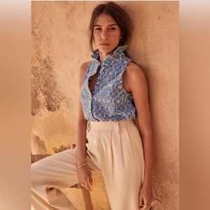 New Sezane Chemise Erina blue, size US 4 a Retail $110